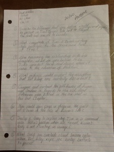 Sample Student Produced Socratic Seminar Questions written by Reed