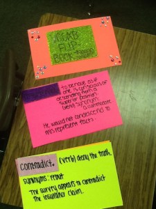 Freshman Alayna Williams' Vocabulary Flip Book Complete with Glitter and Glam