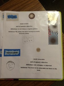 Close Up of Laine's Vocabulary Book