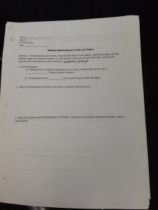 Note-taking Guide for Shakespeare's Life and Times QR Code Scavenger Hunt